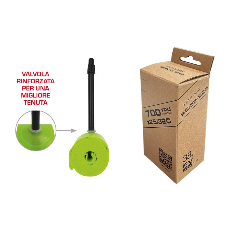 CAMERA D'ARIA CHAOYANG 700x25/32 TPU VALVOLA PRESTA 65MM CON 2 PEZZE