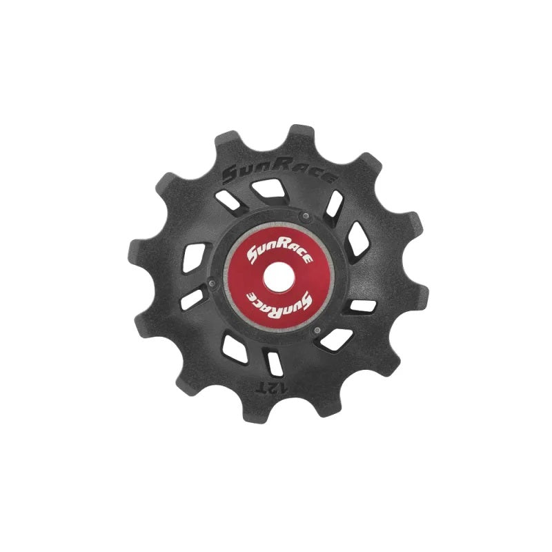 PULEGGIA SUNRACE CAMBIO SRAM EAGLE 12D NERO-ROSSO CON CUSCINETTI E SFERE