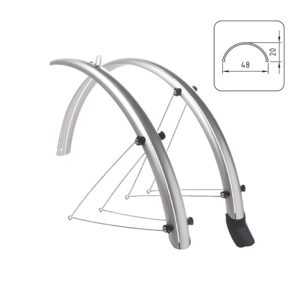PARAFANGHI WAG POLICARBONATO CON PARASPRUZZO 28x48mm ARGENTO