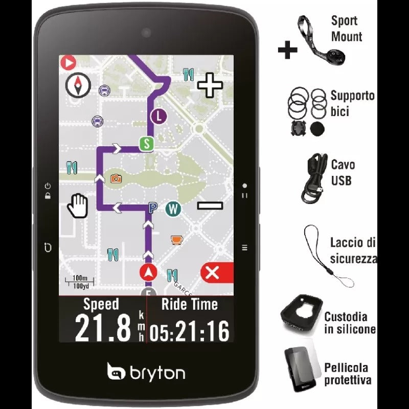 CICLOCOMPUTER BRYTON GPS RIDER S800E CON SUPPORTO FRONTALE IN ALLUMINIO