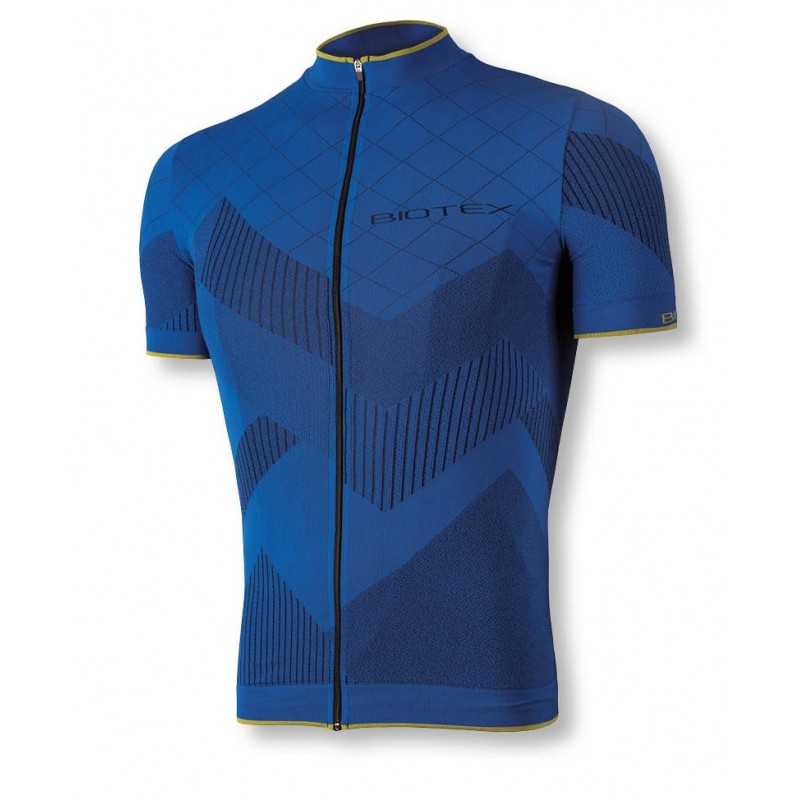 MAGLIA BIOTEX M/C SOFFIO CON ZIP BLU ROYAL