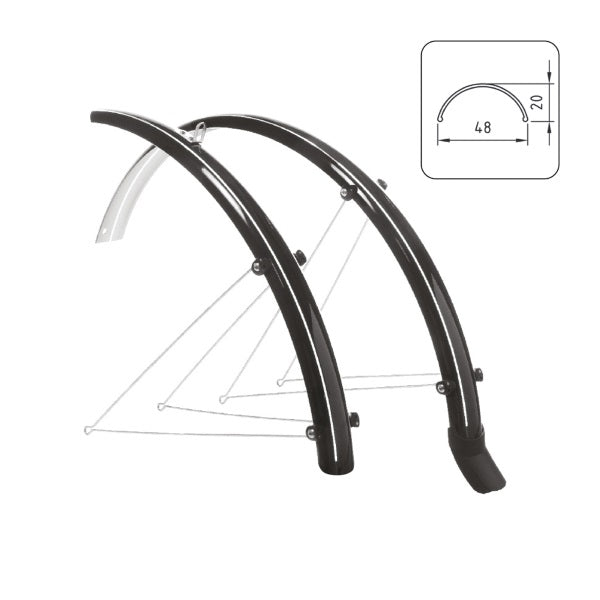 PARAFANGHI WAG POLICARBONATO CON PARASPRUZZO 28x48mm NERO